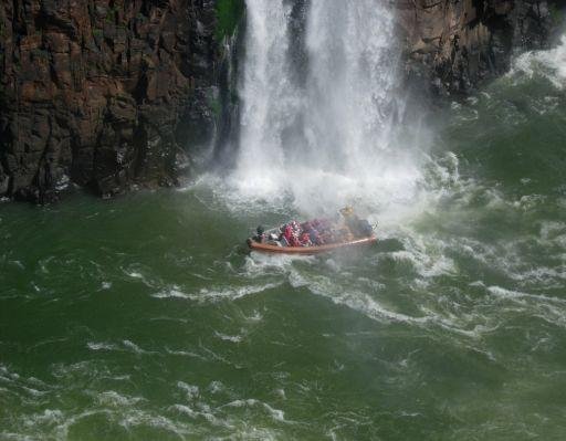 Wild water rafting at the Iguazu Waterfalls Iguazu River Brazil South America