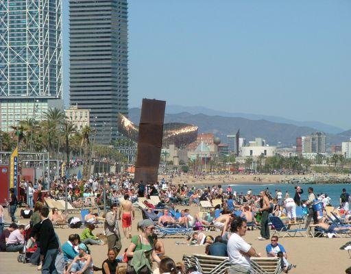 The beach of Barcelona in April., Spain