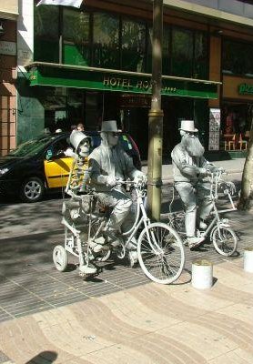 Barcelona Spain Street artisits in Barcelona, Las Ramblas.