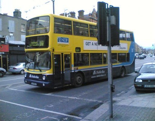 Typicial Irish bus in Dublin., Ireland