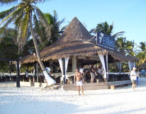 On the beach at the site of Tulum in Mexico., Mexico