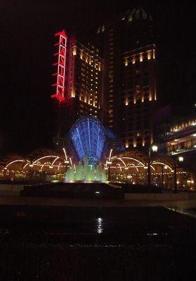 Fountain by night in Niagara Falls., Canada