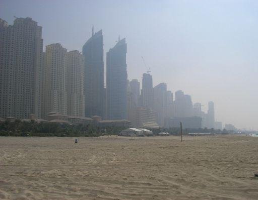 Skyscrapers from the beach, the skyline of Dubai., Dubai United Arab Emirates