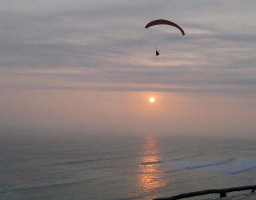 Paragliding in the quarter of Miraflores, Lima, Peru., Lima Peru