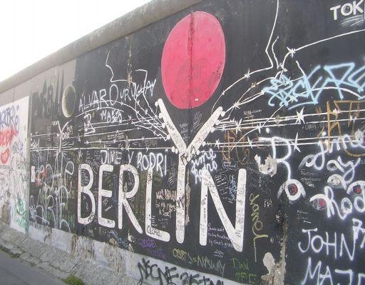 Grafitti images of the Berlin Wall., Germany