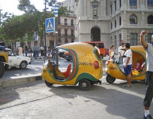 Havana Cuba The typical Cuban coco taxi.