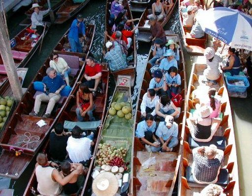 The floating market in Thailand., Bangkok Thailand