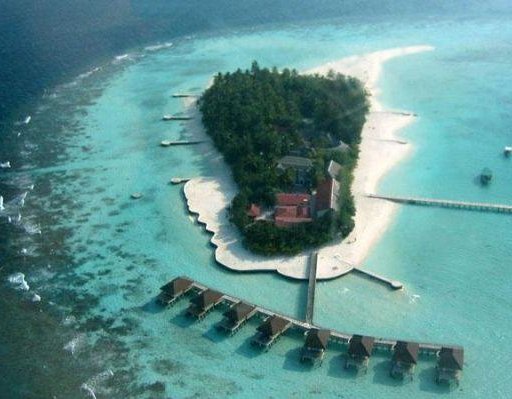 The Maayafushi island from the plane., Male Maldives