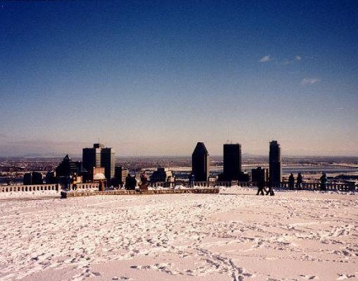 Skyline of Montreal in the snow., Montreal Canada