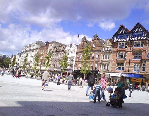 Nottingham United Kingdom Photos of Old Market Square in Nottingham, United Kingdom.