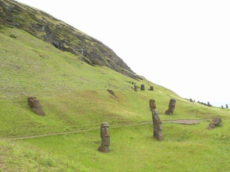 The ancient Moai sculptures, Chile, Chile