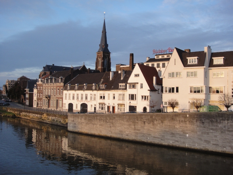 Medieval warehouses in Maastricht, along the Maas, Maastricht Netherlands