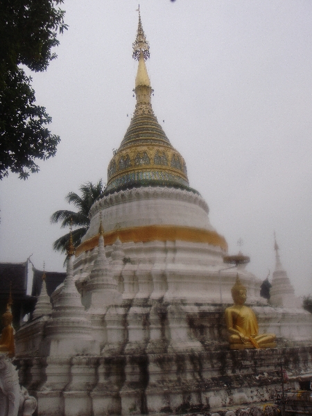 White and golden chedi of Wat Bupparam, Chiang Mai, Thailand