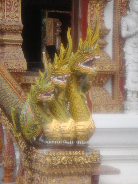 Decorated dragon statues at Wat Bupparam, Chiang Mai, Thailand