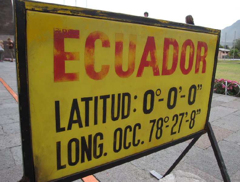 Ecuador latitude and longitude statistics at La Mitad del Mundo, Ecuador