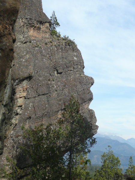 The Indian Head rock sculptures near the Azul River valley viewpoint, Argentina