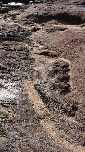 Ancient water flows in the rocks of Kalbarri, Australia