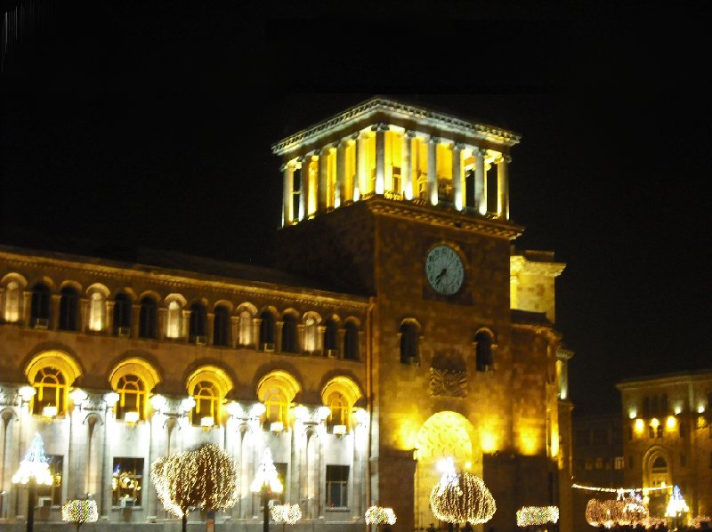 The National Gallery of Yerevan by night, Armenia