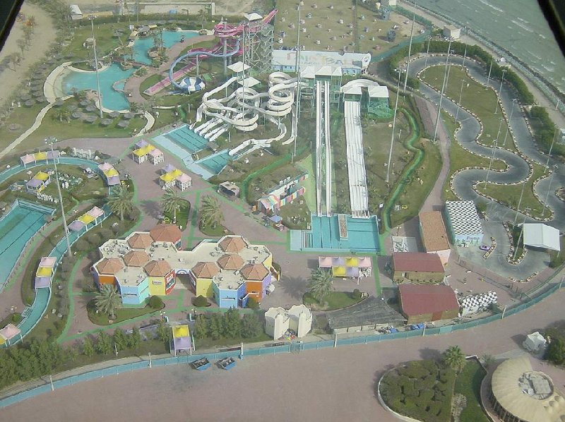 Panoramic view of the amusement park in Kuwait City, Kuwait
