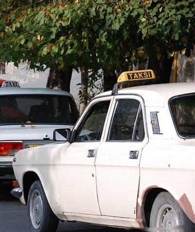 Baku Azerbaijan Taxi's in the centre of Baku, Azerbaijan 