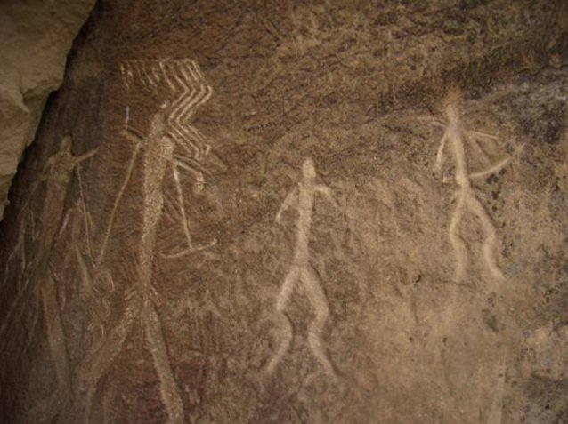 Pictures of the petroglyphs of Gobustan, Azerbaijan