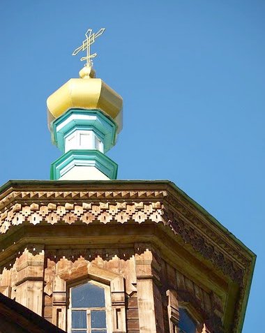 The golden dome of the Holy Trinity Cathedral of Karakol, Kyrgyzstan, Kyrgyzstan