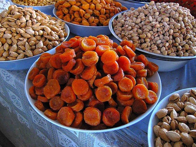 Dried fruit on the market in Dushanbe, Tajikistan, Tajikistan