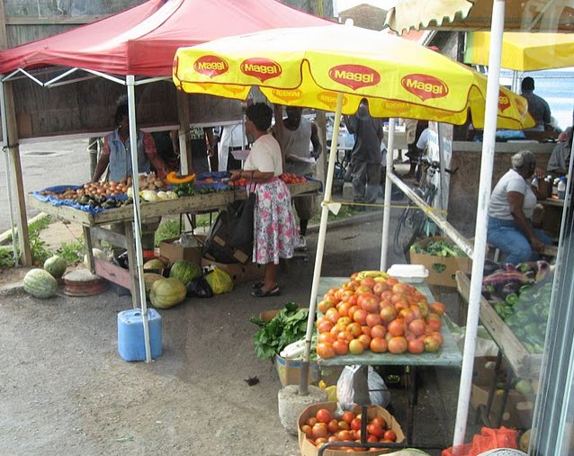 The open air market in Basseterre, Saint Kitts and Nevis, Saint Kitts and Nevis