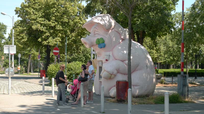 The Pig! I found it very funny: the bankomat is placed in a pig :-), Vienna Austria