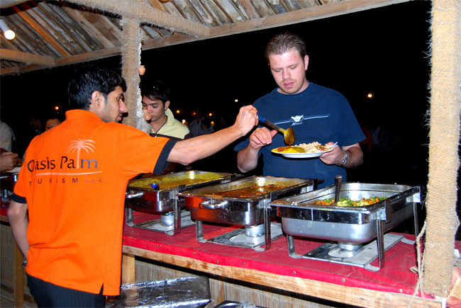 Dubai United Arab Emirates food at evening safari in dubai