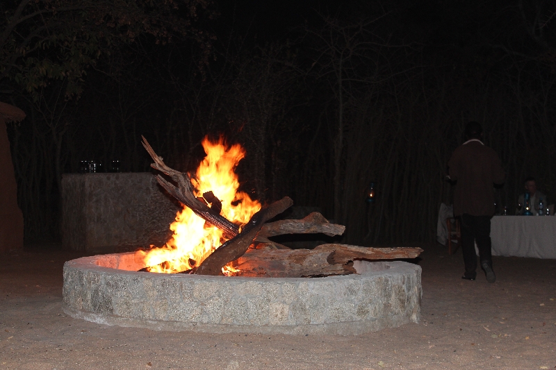 Camp fire at the boma of Treetops, Manyara Tanzania