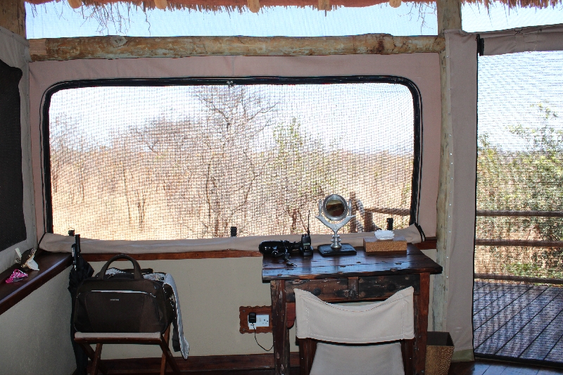 Desk looking out over Tarangire outskirts, Tanzania