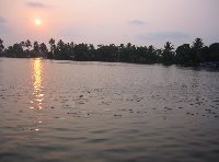 Sunset over the River in Kochi, India.
