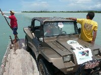 Pictures on the car ferry in 	Jericoacoara 