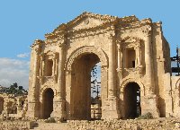 The ancient Arch of Hadrian in Jerash