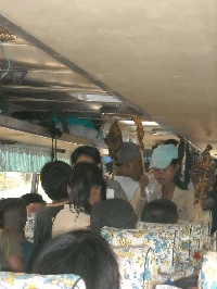 Crowded Cambodian bus