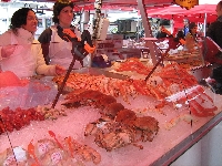 Seafood stands in Bergen, Norway