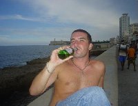 Having a drink on Malecon de la Habana, Cuba.