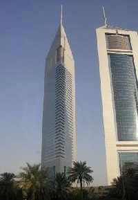 The twin towers of Dubai, one a hotel, the other one office space.