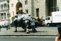 Sculpture of the Charging Bull in New York City.