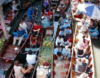 The floating market in Thailand.