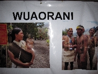 Photos of the Wuaorani people at the Museo Inti Nan in Ecuador