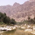 Muscat Oman The ponds and mountain view at Wadi Tiwi