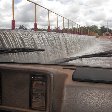 Driving through the flooded roads