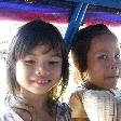 Two Cambodian girls in a tuk tuk, Stung Treng Cambodia