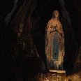 Lourdes France The Grotto in Lourdes by night