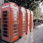 London United Kingdom Classical red telephone booths in London.