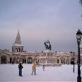 Statue at Fishermen's Bastion, Budapest.