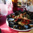 A great plate with spaghetti con cozze., Ischia Italy