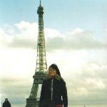 In front of the Eiffel Tower in Paris.